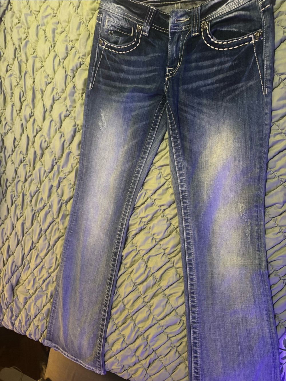 Miss Me Boot Cut size 27 jeans cross pocket - Picture 5 of 8